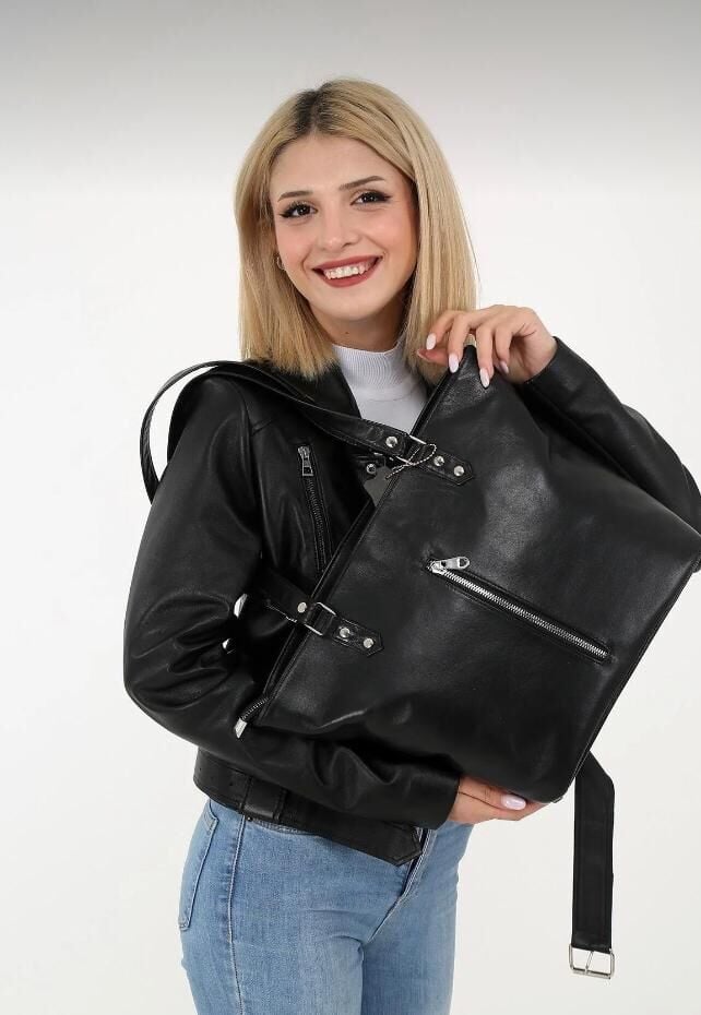 DERİNSS DKB579 Hakiki Deri Siyah Kadın El ve Omuz Çantası