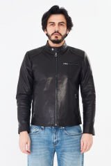 DERİNSS DER157 Hakiki Deri Erkek Siyah Jumbo Mont