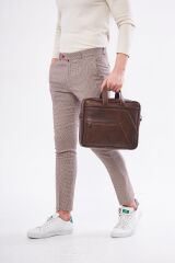 DERİNSS DUB3075 Hakiki Deri Kahverengi Macebook ve Notebook Çantası