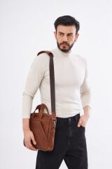 DERİNSS DUB3075 Hakiki Deri Camel Macbook ve Notebook Çantası