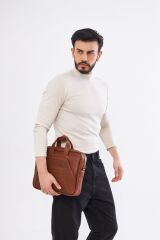 DERİNSS DUB3075 Hakiki Deri Camel Macbook ve Notebook Çantası