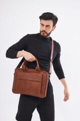 DERİNSS DUB3099 Hakiki Deri Camel Laptop ve Evrak Çantası
