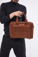 DERİNSS DUB3099 Hakiki Deri Camel Laptop ve Evrak Çantası