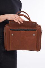 DERİNSS DUB3099 Hakiki Deri Camel Laptop ve Evrak Çantası