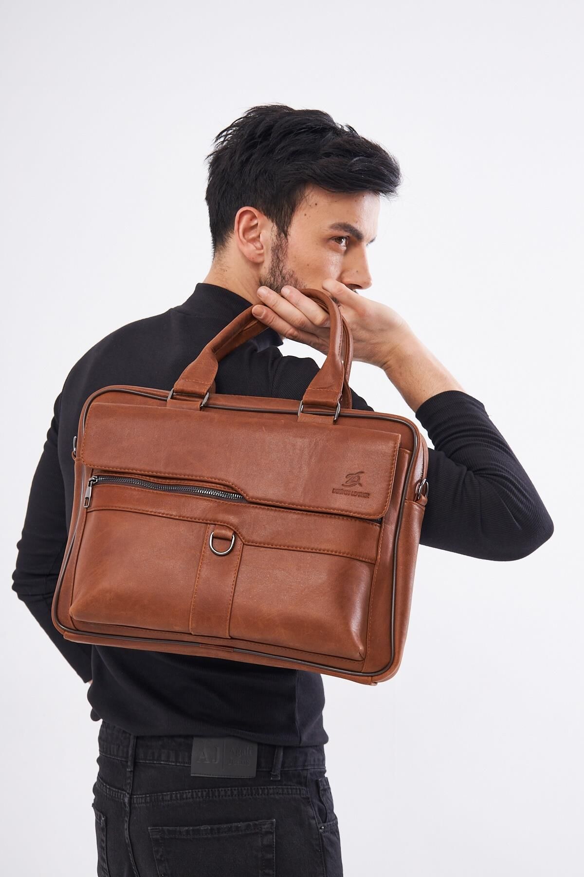 DERİNSS DUB3066 Hakiki Deri Taba Laptop ve Evrak Çantası