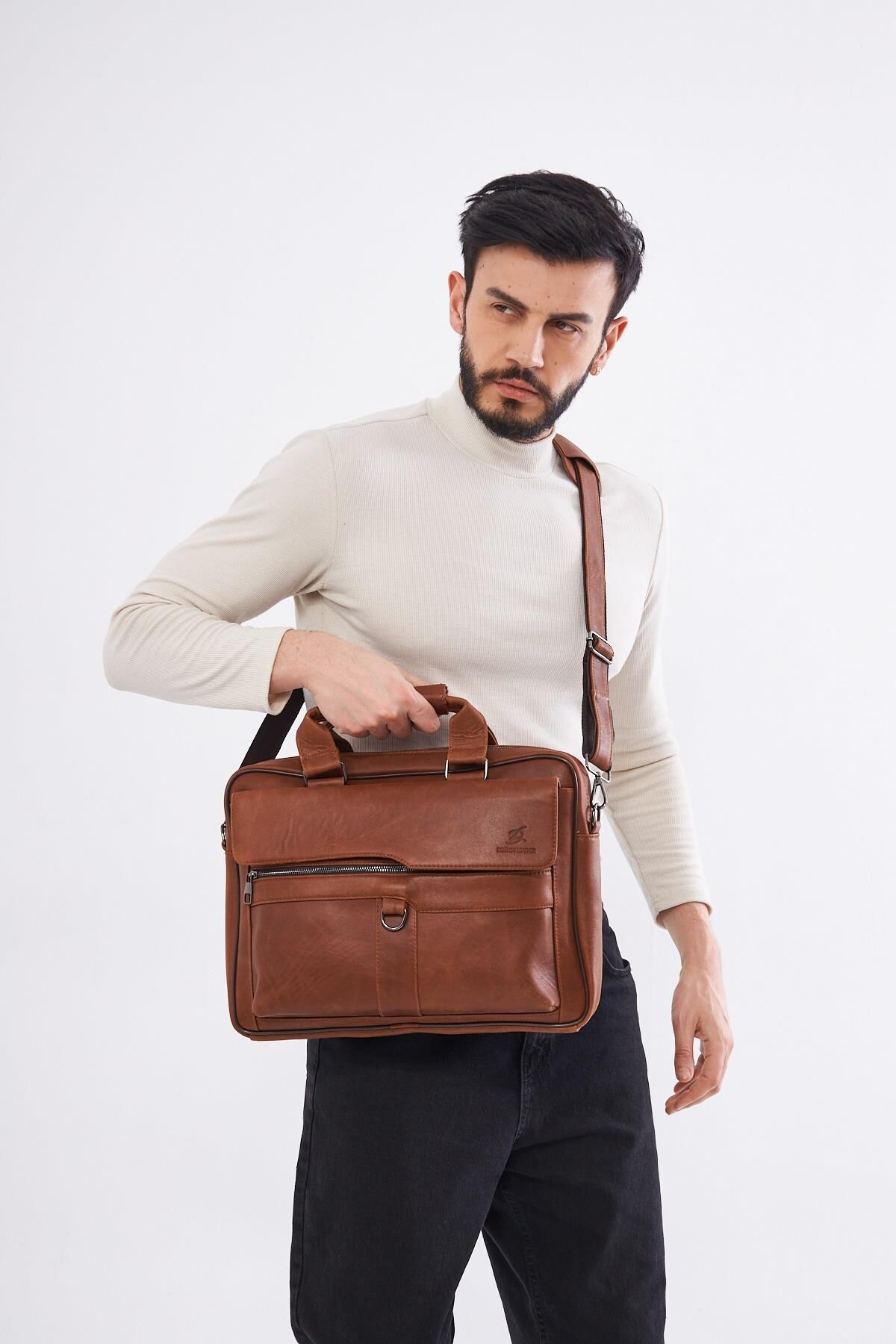 DERİNSS DUB3088 Hakiki Deri Taba Laptop ve Evrak Çantası