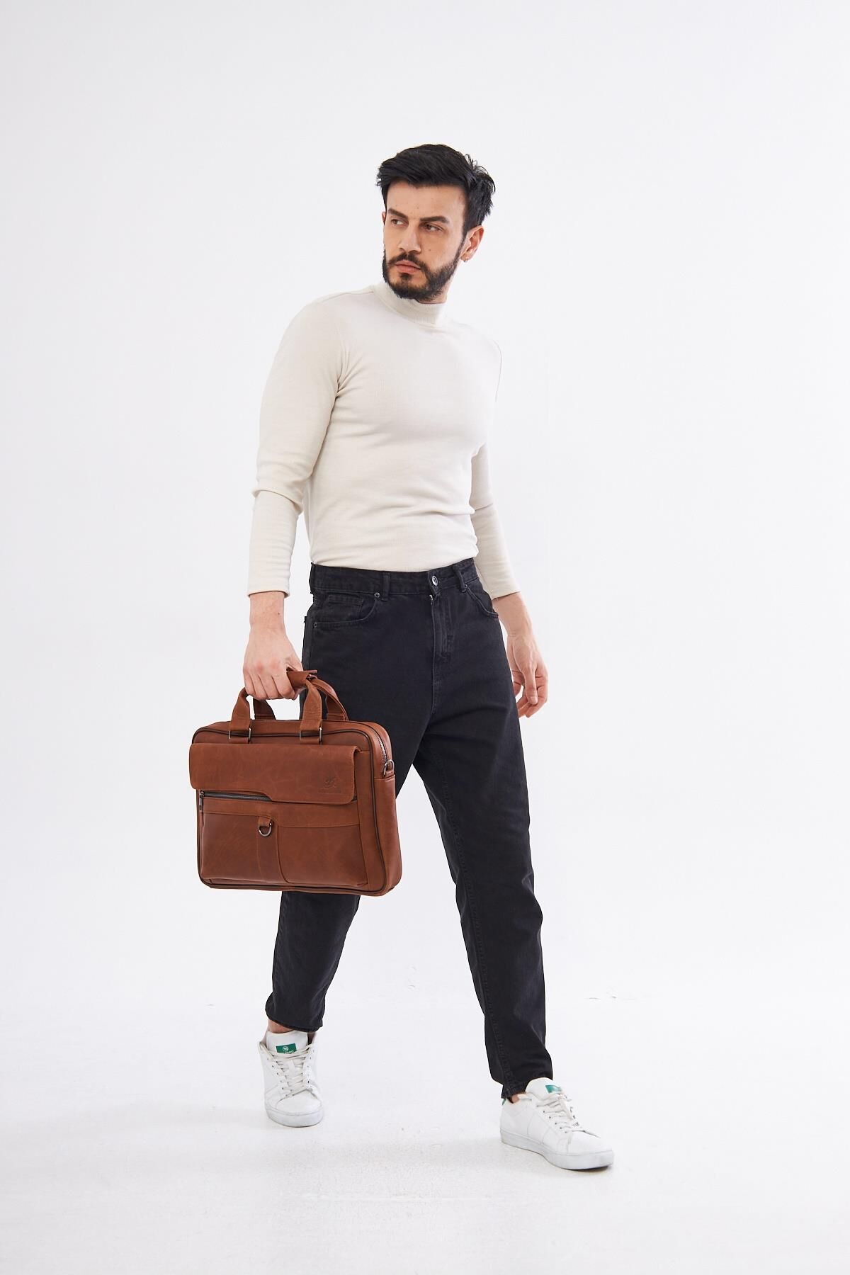 DERİNSS DUB3088 Hakiki Deri Taba Laptop ve Evrak Çantası