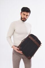 DERİNSS DUB3050 Hakiki Deri Kahverengi Organizerli Laptop Sırt Çantası