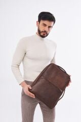 DERİNSS DUB3050 Hakiki Deri Kahverengi Organizerli Laptop Sırt Çantası