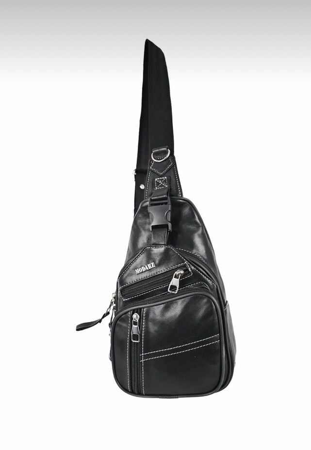 DERİNSS Hakiki Deri Siyah Erkek Çapraz Bel Çantası