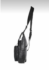 DERİNSS Hakiki Deri Siyah Erkek Çapraz Bel Çantası