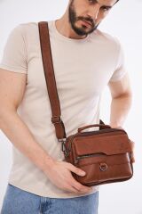 DERİNSS DEB5119 Hakiki Derİ Taba Erkek El ve Omuz Çantası
