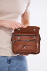 DERİNSS DEB5119 Hakiki Derİ Taba Erkek El ve Omuz Çantası