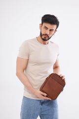 DERİNSS DEB5121 Hakiki Derİ Taba Erkek El ve Omuz Çantası