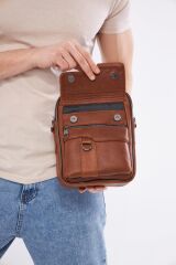 DERİNSS DEB5121 Hakiki Derİ Taba Erkek El ve Omuz Çantası