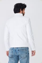 DERİNSS DER198 Hakiki Deri Erkek Beyaz Mont