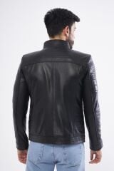 DERİNSS DER224 Hakiki Deri Erkek Siyah Mont