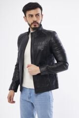 DERİNSS DER224 Hakiki Deri Erkek Siyah Mont