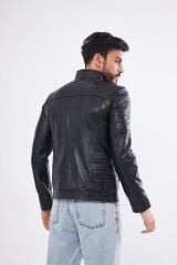 DERİNSS DER224 Hakiki Deri Erkek Siyah Mont