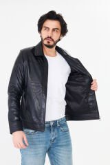 DERİNSS DER277 Hakiki Deri Erkek Siyah Mont