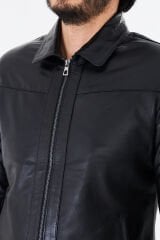 DERİNSS DER277 Hakiki Deri Erkek Siyah Mont